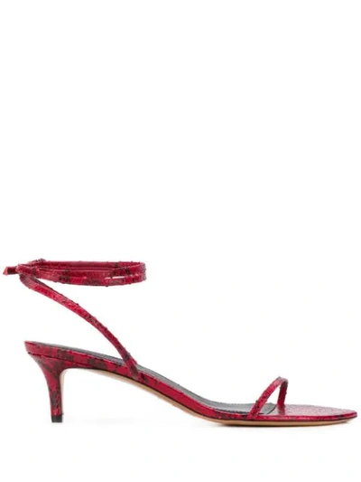 Isabel Marant 50mm Aridee Python Print Leather Sandals In Red
