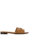 Ferragamo Beechwood Brown Double Gancini Sandals In Brown