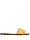 Jimmy Choo Minea Leather-trimmed Mesh Slides In Orange