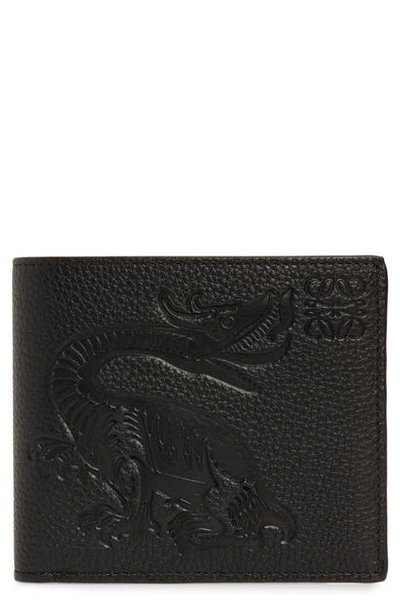 Loewe Animal Embossed Leather Bifold Wallet In Black