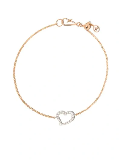 Annoushka 18kt Bi-gold Love Diamonds Heart Diamond Bracelet In 18ct Rose Gold