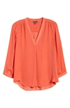 Vince Camuto Rumple Fabric Blouse In Bright Coral