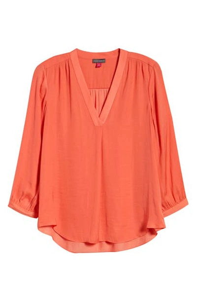 Vince Camuto Rumple Fabric Blouse In Bright Coral