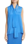 ST JOHN STRETCH SILK CREPE DE CHINE SHELL WITH REMOVABLE TIE,K91ZW12