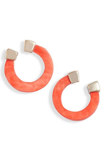 Akola Twisted Horn Hoop Earrings In Clementine