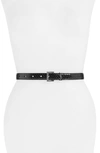 SAINT LAURENT MONOGRAM PYTHON EMBOSSED PATENT LEATHER BELT,5544651SS0E