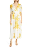 LELA ROSE FLORAL PRINT EMPIRE WAIST COTTON MAXI DRESS,S209549