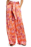 AMUR GENEVA FLORAL SILK WIDE LEG PANTS,5832240