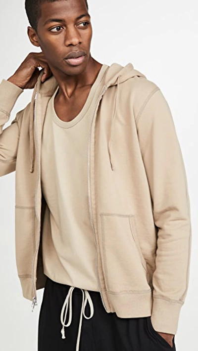 Reigning Champ Midweight Terry Full Zip Hoodie In Khaki