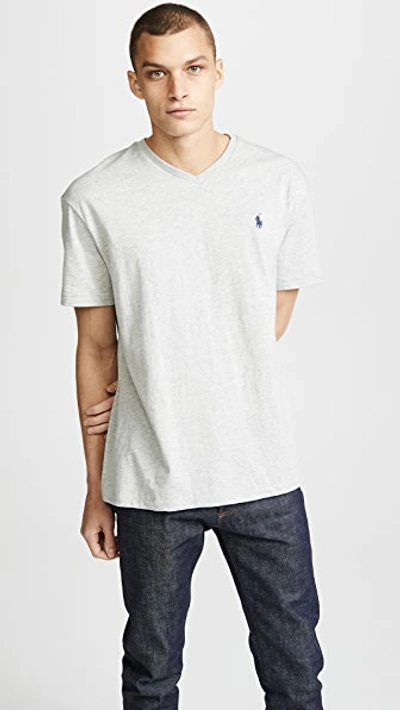 Polo Ralph Lauren Men's Classic-fit V Neck T-shirt In Heather Grey