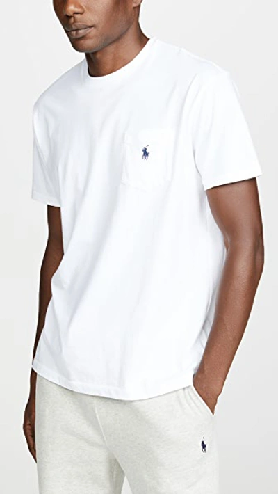 Polo Ralph Lauren Classic Fit Cotton-linen Pocket T-shirt Man T-shirt White Size L Cotton, Linen