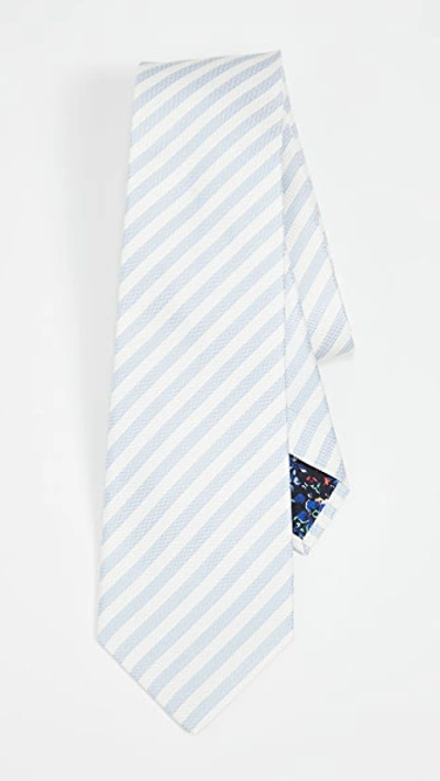 Paul Smith Classic Striped Tie In Blue/white