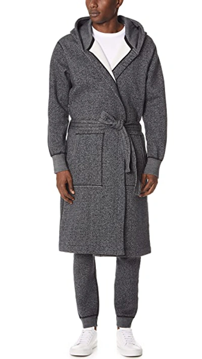 Reigning Champ Tiger Fleece Hooded Dressing Gown In Black