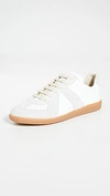 Maison Margiela Off White Leather And Grey Suede Replica Sneakers In Off White