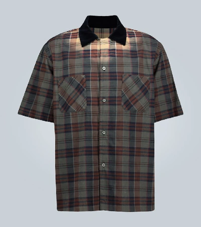 Sacai Short-sleeved Checked Cotton Shirt In Multicoloured