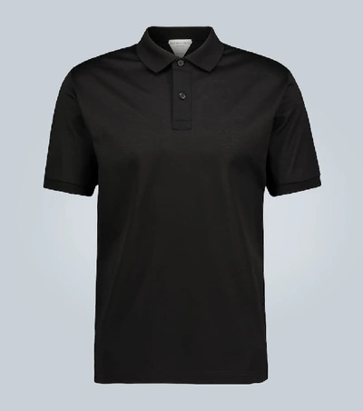 Bottega Veneta Cotton Short-sleeved Polo Shirt In Black