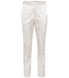 Saint Laurent White Silk Striped Satin Trousers In White