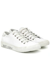 Saint Laurent Malibu Leather-trimmed Distressed Cotton-canvas Sneakers In White