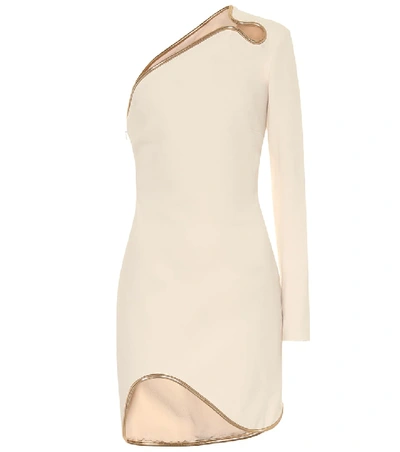 Stella Mccartney + Net Sustain One-sleeve Asymmetric Embellished Cady Mini Dress In Beige