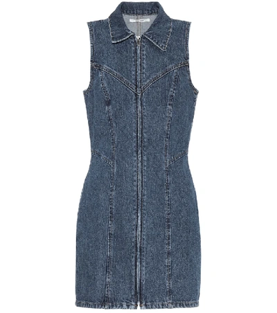 Grlfrnd Colette Denim Sleeveless Mini Dress In Denim-drk