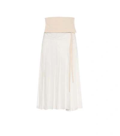 Moncler Genius Pleated Long Side Tie Detail Skirt In White