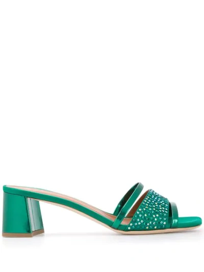 Malone Souliers Crystal-embellished 60mm Open Toe Mules In Green