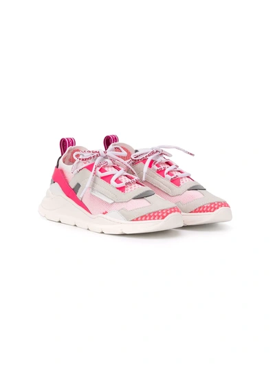 Dolce & Gabbana Teen Mesh-panel Lace-up Trainers In Pink