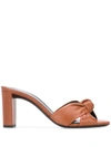 Saint Laurent Bianca Knotted Leather Mules In Brown