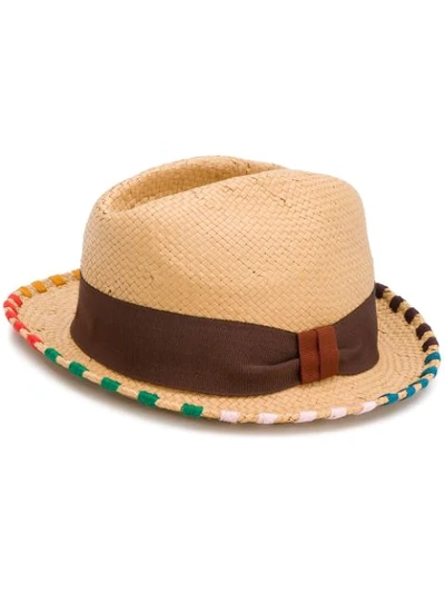 Paul Smith Men's Embroidered Paper Straw Trilby Hat In 62