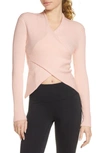 Live The Process V-wrap Knit Top In Pink Salt