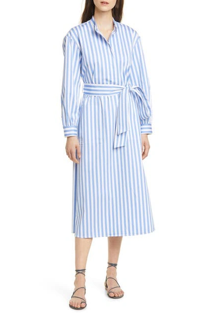 Club Monaco Half Placket Long Sleeve Stripe Midi Dress In Blue Multi |  ModeSens
