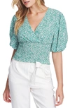 1.STATE FOLK SILHOUETTE FLORAL SMOCKED WAIST BLOUSE,8120073