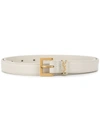 Saint Laurent Monogram Square-buckle Narrow Belt In Beige