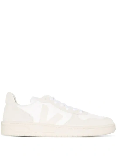 Veja V-10 Rubber-trimmed Suede And B-mesh Sneakers In White
