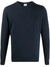 Aspesi Fine Knit Round Neck Jumper In Dark Blue