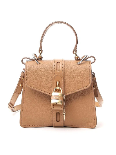 Chloé Aby Brown Leather Shoulder Bag In Beige