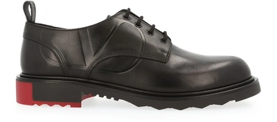 Valentino Garavani Vlogo Leather Derbies In Black