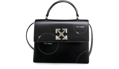 Off-white Women's Jitney 1.4 Cut Here Leather Top Handle Bag In Black