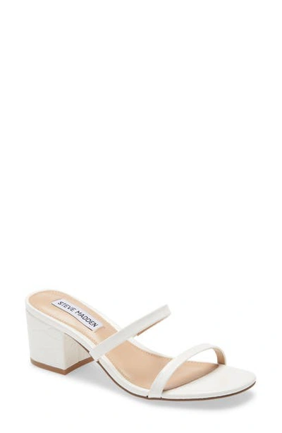 Steve Madden Issy Croc-embossed Mule Sandals In White Croc