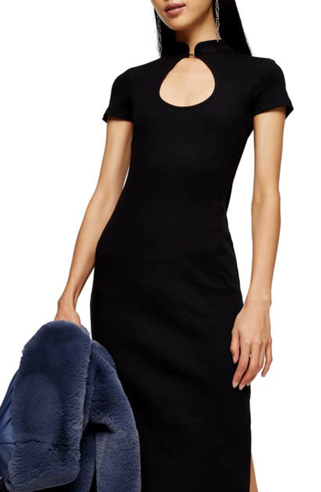 knee length dresses for ladies Rent Topshop Textured Check Bust Cup Midi Dress In Lime main image 1