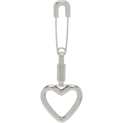 Ambush Heart Charm Paperclip Detail Earring In Silver
