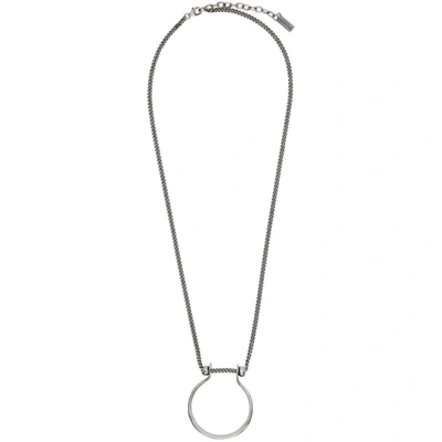 Saint Laurent Ring Pendant Necklace In Silver