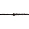 SAINT LAURENT BLACK BRAIDED THIN LOGO BELT