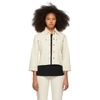 VICTORIA VICTORIA BECKHAM OFF-WHITE DENIM CROPPED SLEEVE JACKET