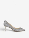 Jimmy Choo Multicolor Glitter Fabric Romy 85 Pumps In Champagne