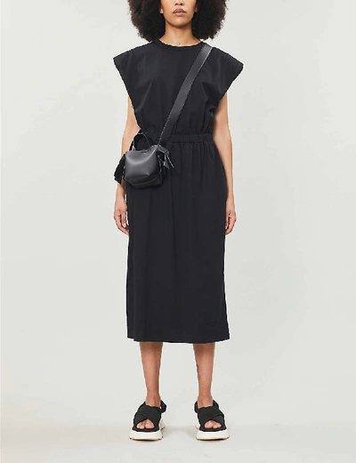 Ninety Percent Elasticated-waist Organic Cotton Midi Dress In Black