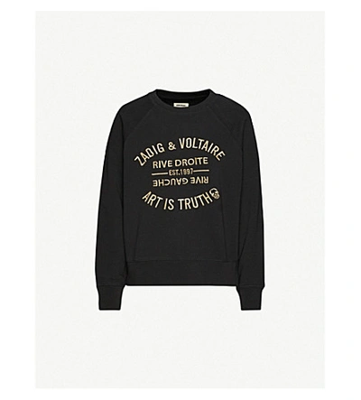 Zadig & Voltaire Logo-embellished Cotton-jersey Sweatshirt In Black