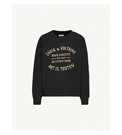 Zadig & Voltaire Logo-embroidered Organic-cotton Sweatshirt In Black