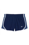Nike Big Girls Dri-fit Dry Tempo Running Shorts In Blue Void/ Mystic Navy/ Whie