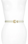 Saint Laurent Box Laque Ysl Leather Belt, Cream / Bronze, Women's, 36in / 90cm, Belts Leather Belts